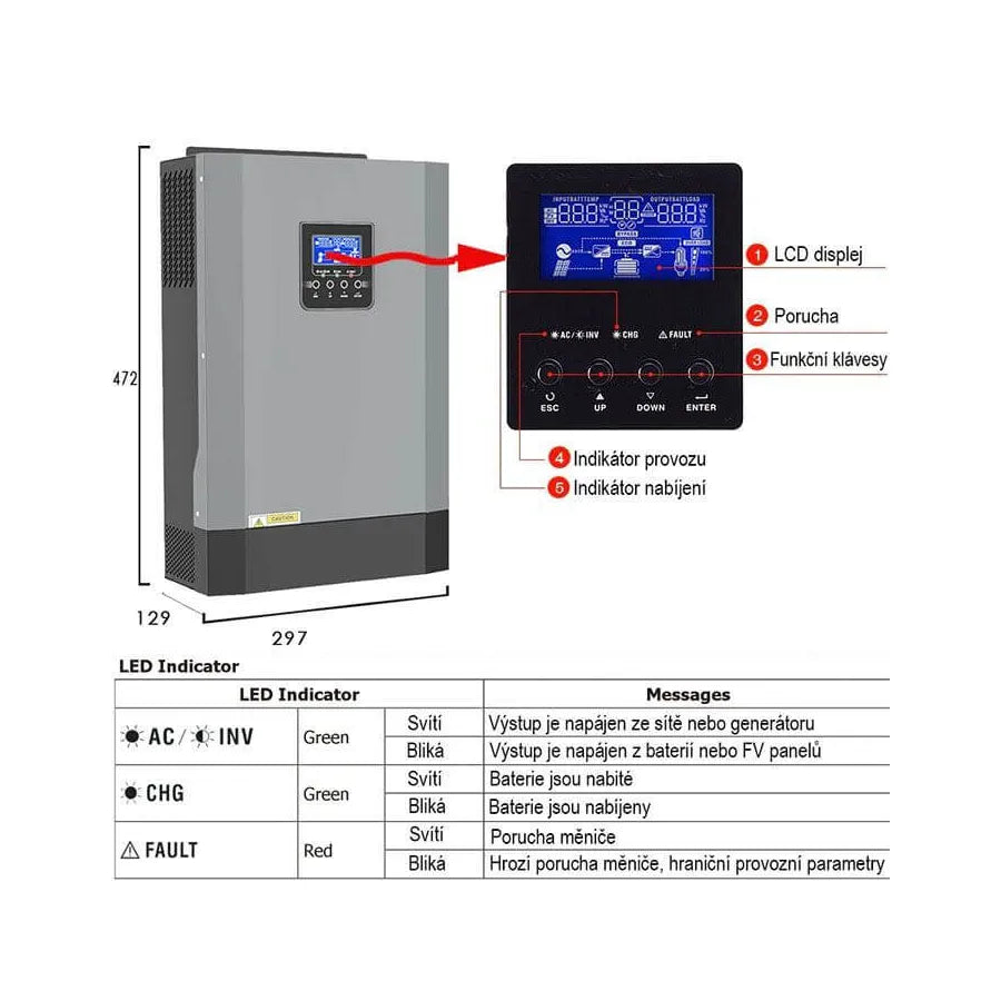 Hybridný menič MPS-5500H, 5,5kW/48V