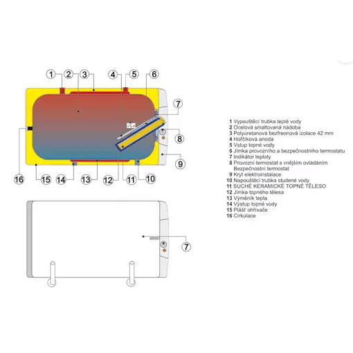 Elektrický kombinovaný vodorovný ohrievač Dražice OKCV 200