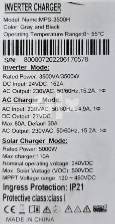 Hybridný menič napätia MPS-3500H, 3,5kW/24V